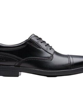 Clarks - Mens Dresslite Cap Shoes, size 9.5W US mens, color black.